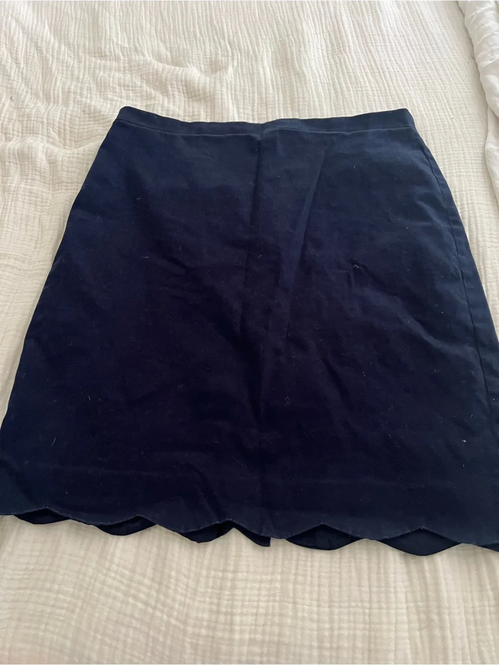 J. Crew Navy Scalloped Hem Mini Skirt